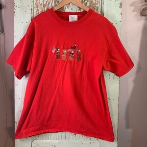 Women’s red vintage patriotic bear flag tshirt